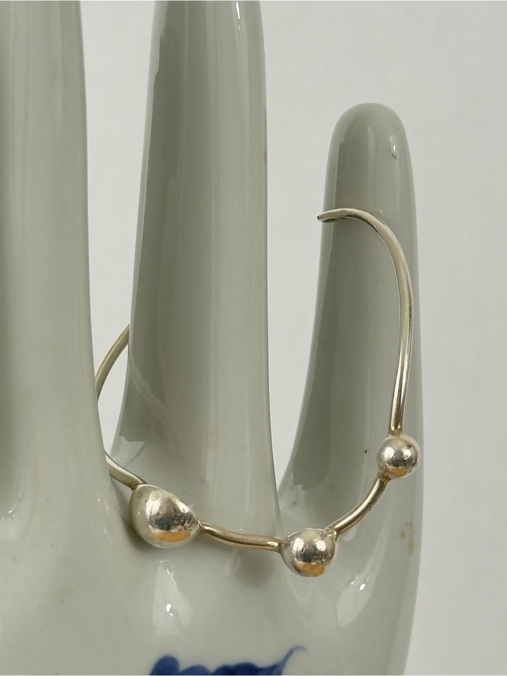 Modernist Sterling Sliver 3-bead Cuff Bracelet Stamped MEX 925 and Artist Signed